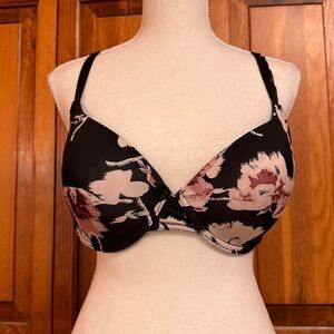 Danskin Intimates Underwire T-Shirt Floral Back Close Lightly Padded Bra 36 D